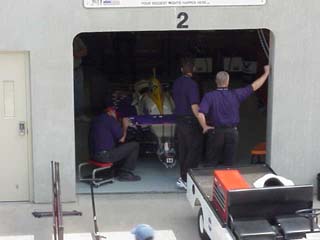 Looking down into a garage